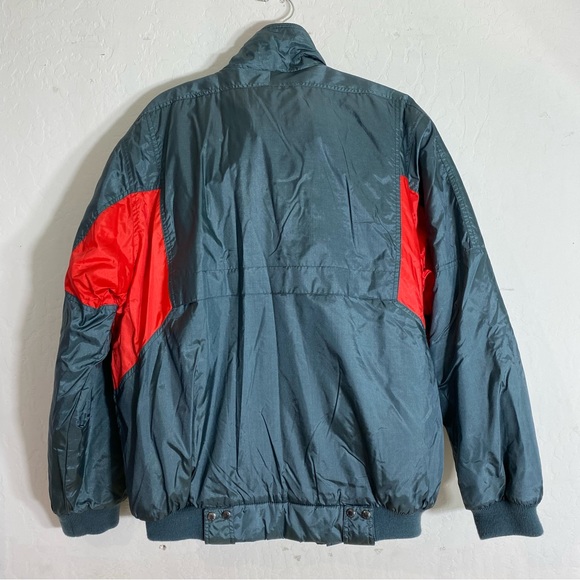 CAF Puffer Jacket Ski Team Gray Red Color Block Zip and Snap Button Front - Picture 2 of 14